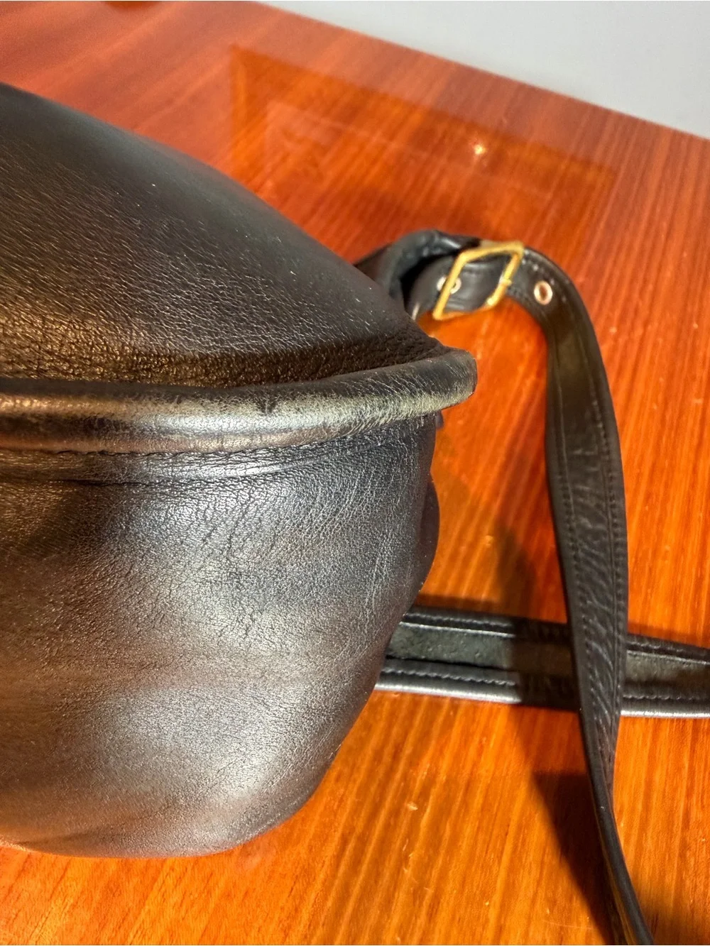 Vintage Coach Janice Legacy #9950 Black Leather Shoulder Bag with Brass Buckle